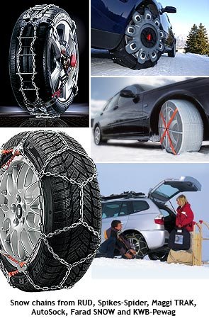The Roof Box Company sell snow chains from Snow chains from RUD, Spikes-Spider, Maggi TRAK, AutoSock, Farad SNOW and KWB-Pewag The Roof Box Company sell snow chains/ Snowchains from RUD, Spikes-Spider, Maggi TRAK, AutoSock, Farad SNOW and KWB-Pewag